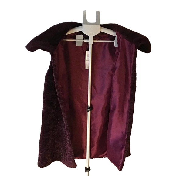 White House Black Market Cabernet Long Faux Fur Vest-Women's SZ Small - Picture 4 of 6